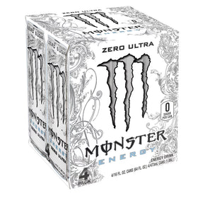 Monster Energy, Zero Ultra, Sugar Free Energy Drink, 4 Pack - 16 Fl Oz
