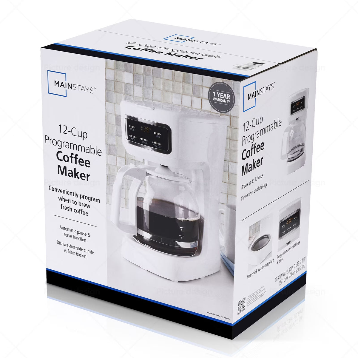Mainstays 12-Cup Black Programmable Drip Coffee Maker