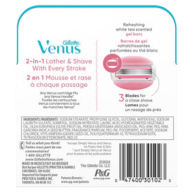 Venus Womens Razor Blade Refills, ComfortGlide 3 White Tea, 4 Count