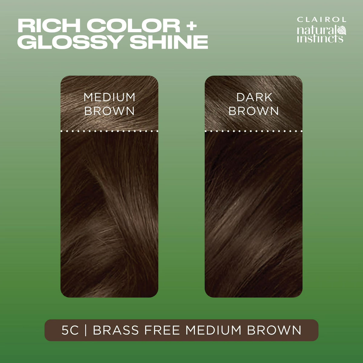 Clairol Natural Instincts Demi-Permanent Hair Color Creme, 5C Medium Brown, Hair Dye, 1 Application