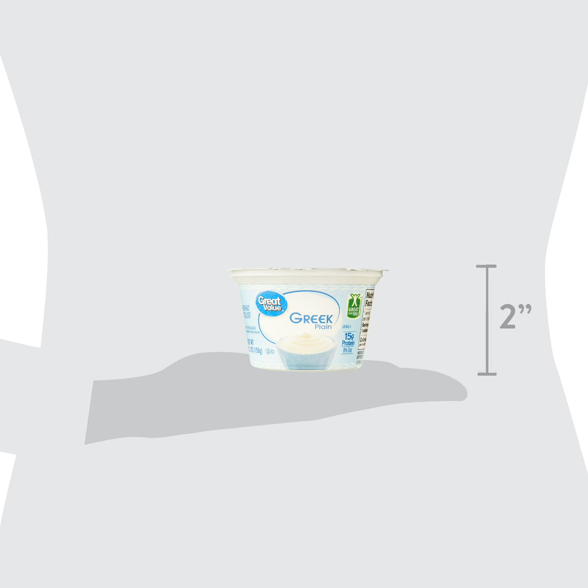 Great Value Plain Nonfat Greek Yogurt, 5.3 oz Individual Cup