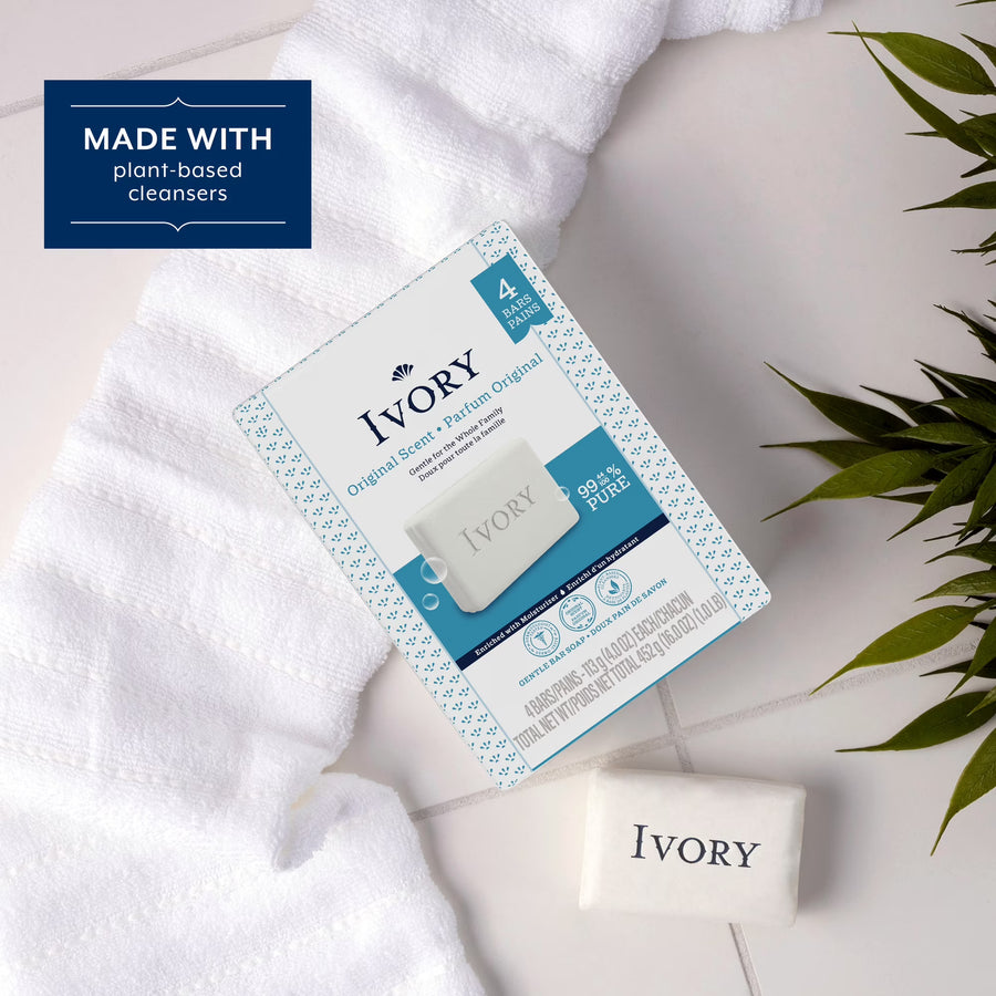 Ivory Gentle Bar Soap, Original Scent 4 oz (4 count)