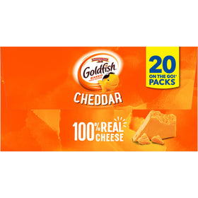 Goldfish Cheddar Cheese Crackers, Baked Snack Crackers, 1 oz on-The-Go Snack Packs, 20 Count Box