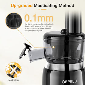 ORFELD Juicer Machine for Fruits and Vegetables, Easy Clean Masticating Cold Press Juicer Maker & Extractor