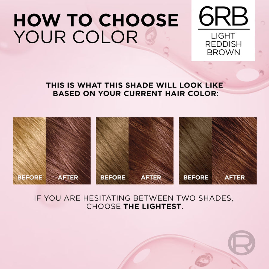 L'Oreal Paris Excellence Creme Permanent Hair Color, Triple Care, 6RB Light Reddish Brown, 1 kit