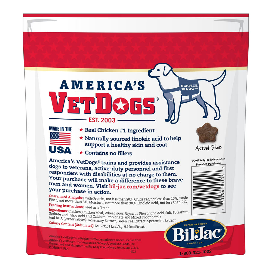 Bil-Jac VetDogs Veteran's K-9 Corps Skin & Coat Formula, Soft & Moist Dog Treats, Chicken, 10 oz