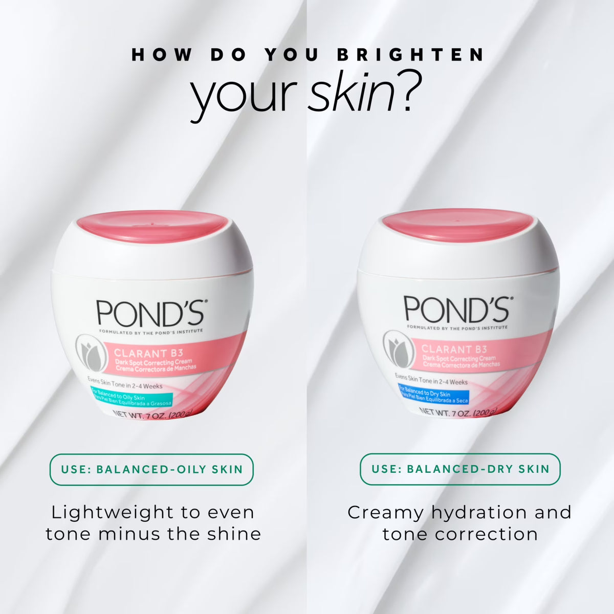 POND’S Clarant B3 Dark Spot Correcting Face Cream, Daily Moisturizer for Dry Skin – 7 oz