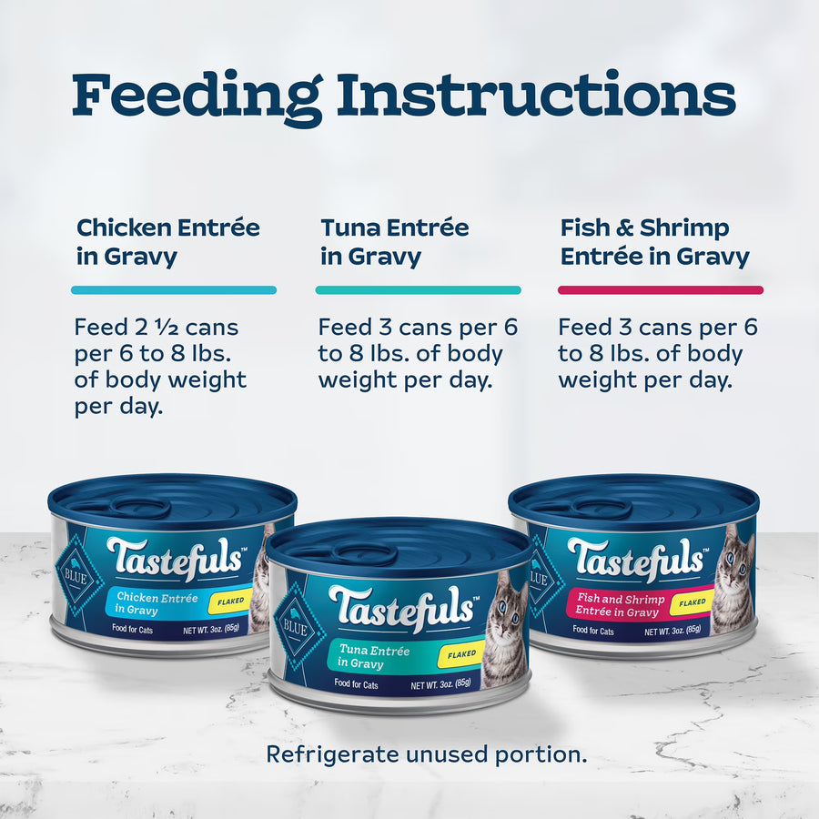 Blue Buffalo Tastefuls Flaked Wet Cat Food 3-Flavor Variety Pack, 3-oz. (12ct, 4 of Each)