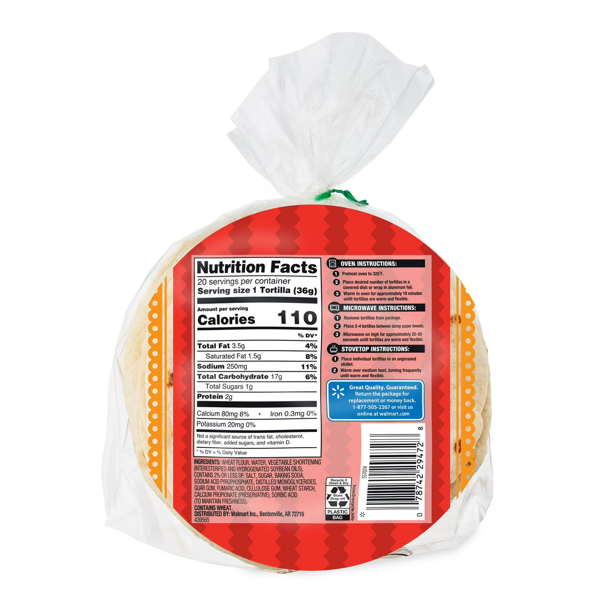 Great Value Small Fajita Flour Tortillas, 26 oz, 20 Count