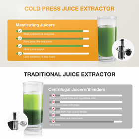 ORFELD Juicer Machine for Fruits and Vegetables, Easy Clean Masticating Cold Press Juicer Maker & Extractor