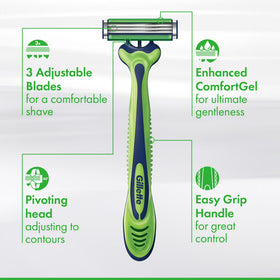 Gillette Sensor 3 Sensitive Men 3 Blade Disposable Razor,4 count