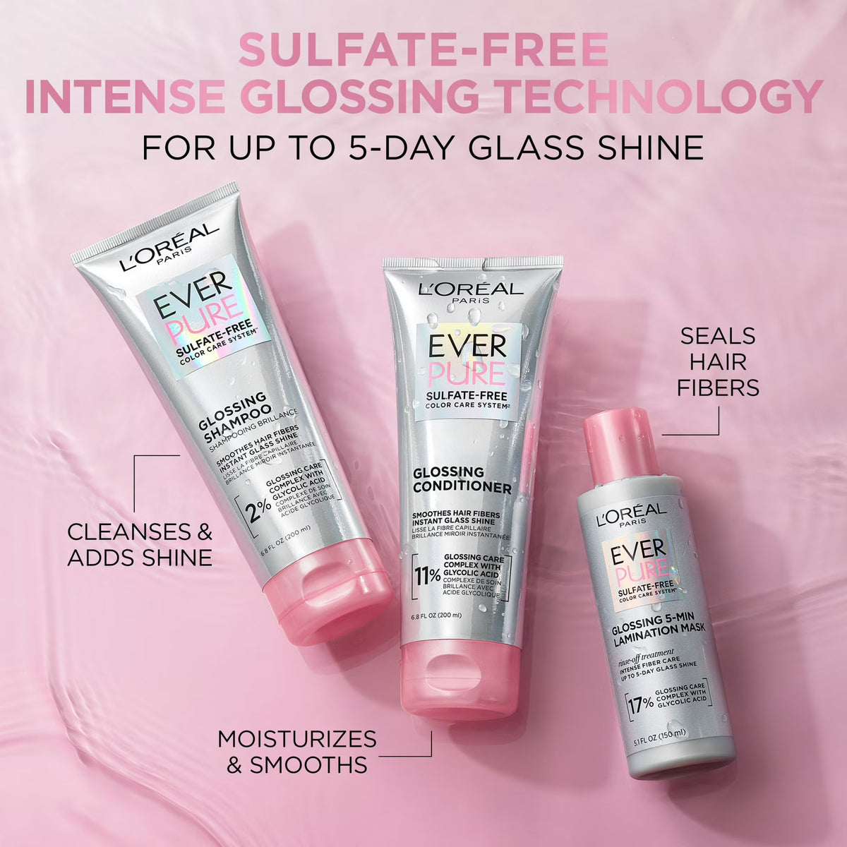 L'Oreal Paris EverPure Glossing Conditioner, Squeeze, 6.8 fl oz