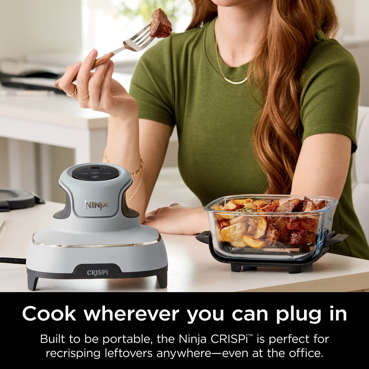 Ninja Crispi Glass Air Fryer 4-Qt, 3-in-1, Air Fry Recrisp, Portable, Dishwasher Safe, FN100WH White