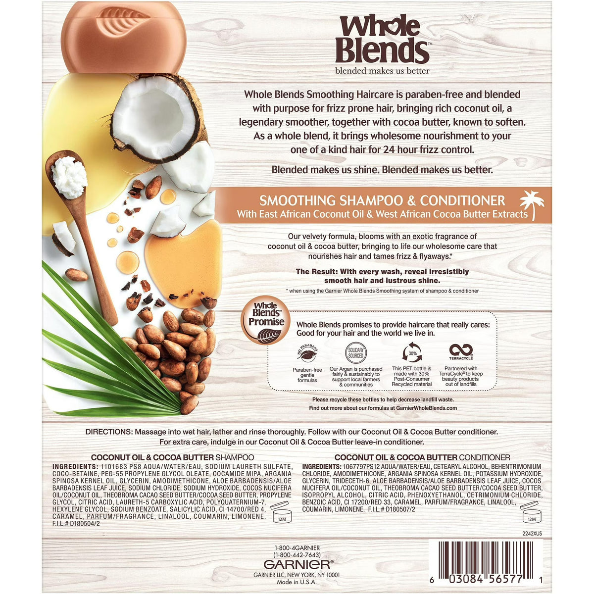 Garnier Whole Blends Smoothing Shampoo and Conditioner Set