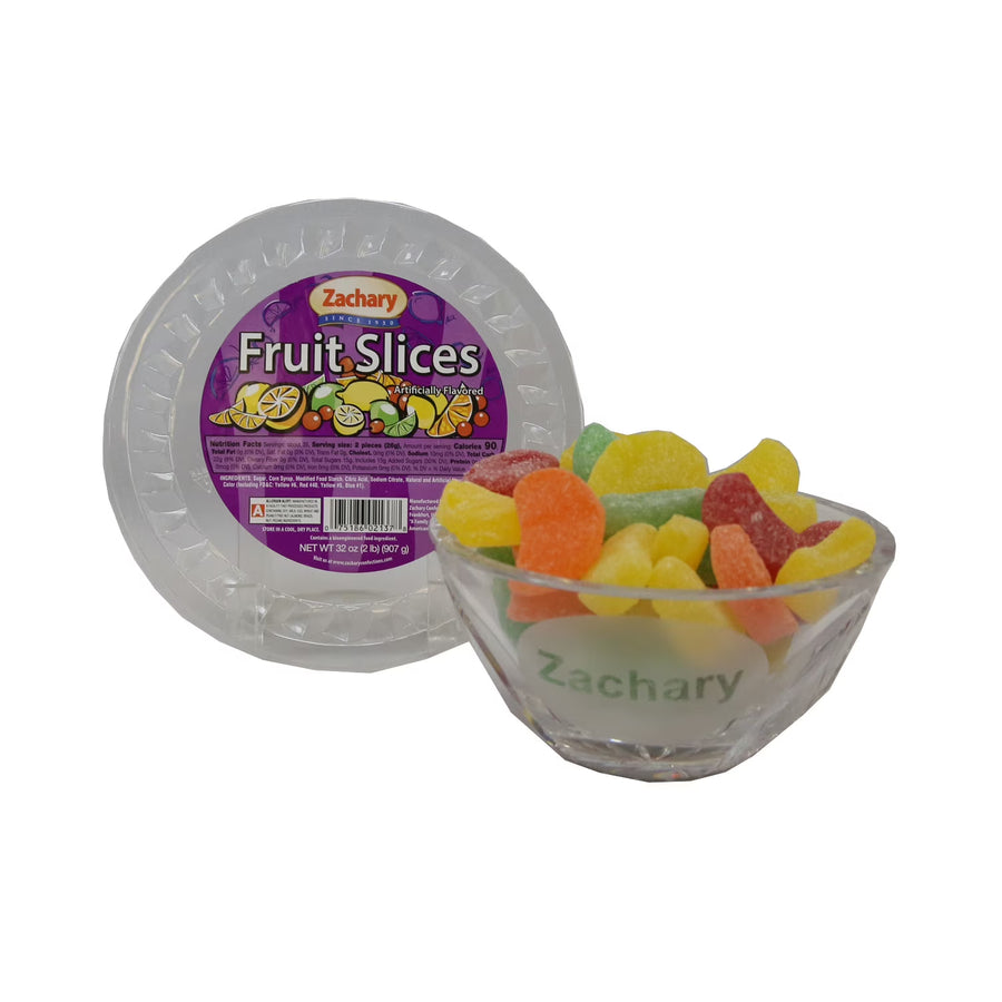 Zachary, Assorted Fruit Slices, Lemon, Lime, Cherry, & Orange Flavored Candy, 32 oz. Tub