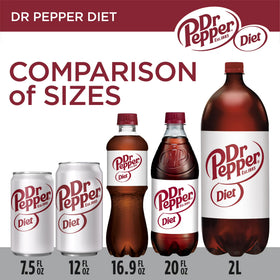 Diet Dr Pepper Soda Pop, 12 fl oz, 24 Pack Cans