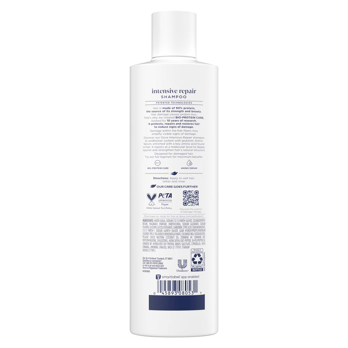 Dove Shampoo for Damaged Hair Intensive Repair with Bio-Protein Care Technology and Amino Serum, 12 Fl Oz