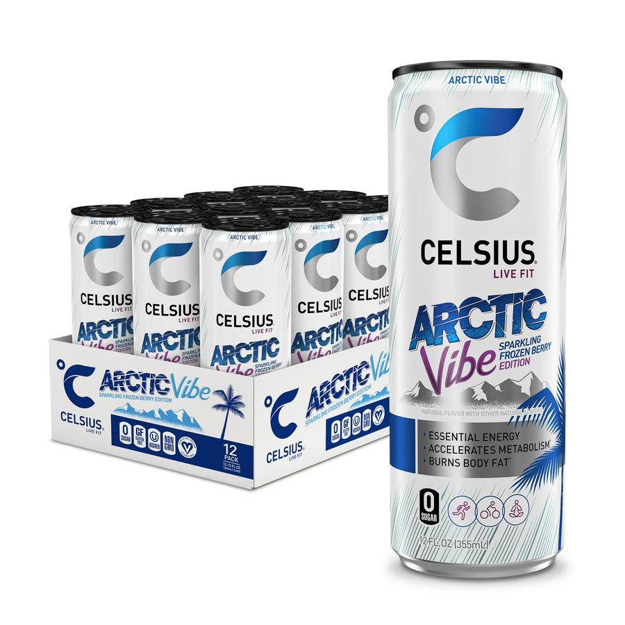 CELSIUS Sparkling Arctic Vibe, Functional Energy Drink 12 fl oz (Pack of 12)