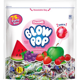 Charms Blow Pop Assorted Flavored Lollipops with Bubblegum Center, 41.25 oz, Peanut-free