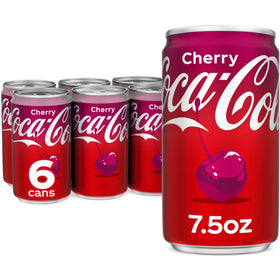 Coca-Cola Cherry Soda Pop Mini Cans, 7.5 fl oz, 6 Pack