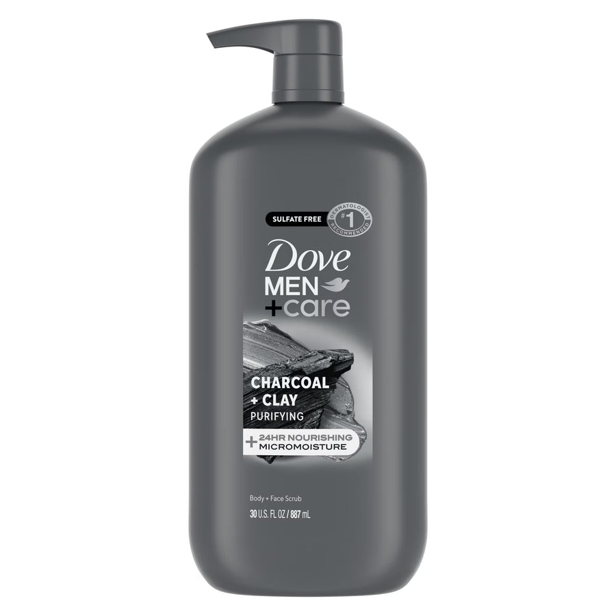 Dove Men+Care Elements Liquid Body Wash and Face Wash Charcoal + Clay Nourishing Cleanser, 30 oz