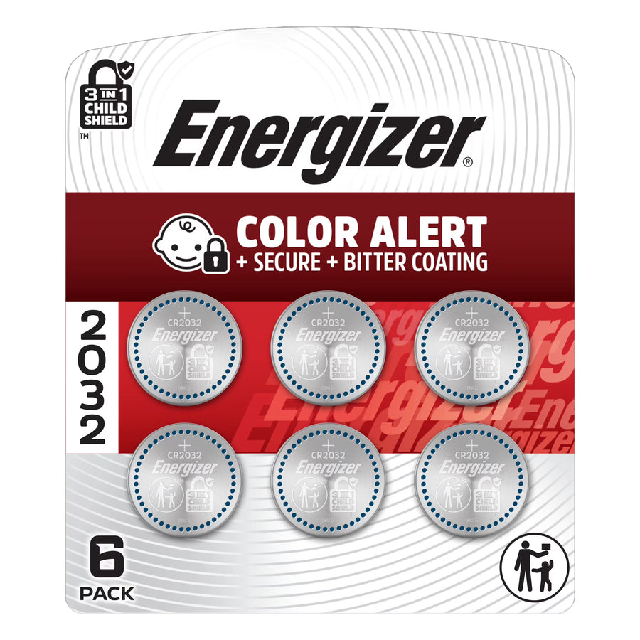 Energizer 2032 Coin Lithium Batteries (6 Pack), CR2032 3V Lithium Batteries, Compatible with Smart Tags and Similar Devices, Key Fobs, Watches and more