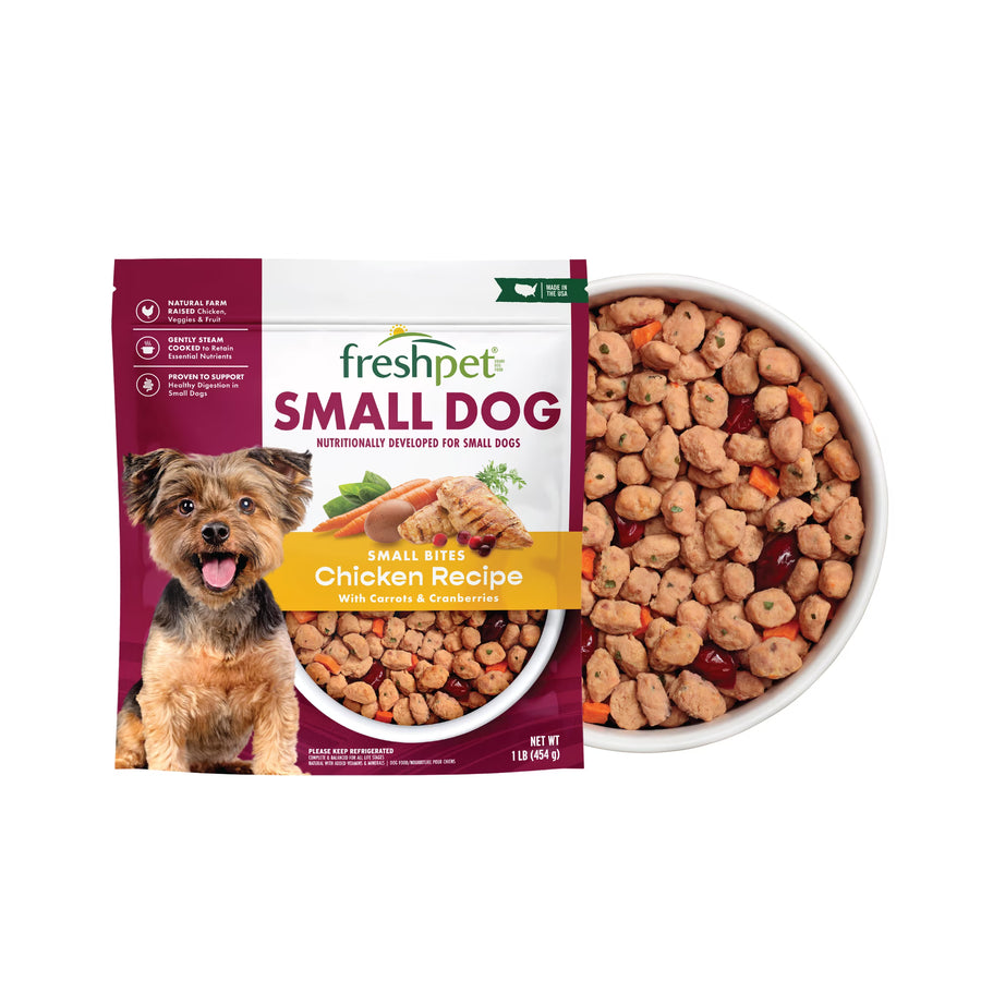 Freshpet Fresh Dog Food, Small Dog Chicken Recipe, Small Bites Freshly Roasted Meals, 1 lb