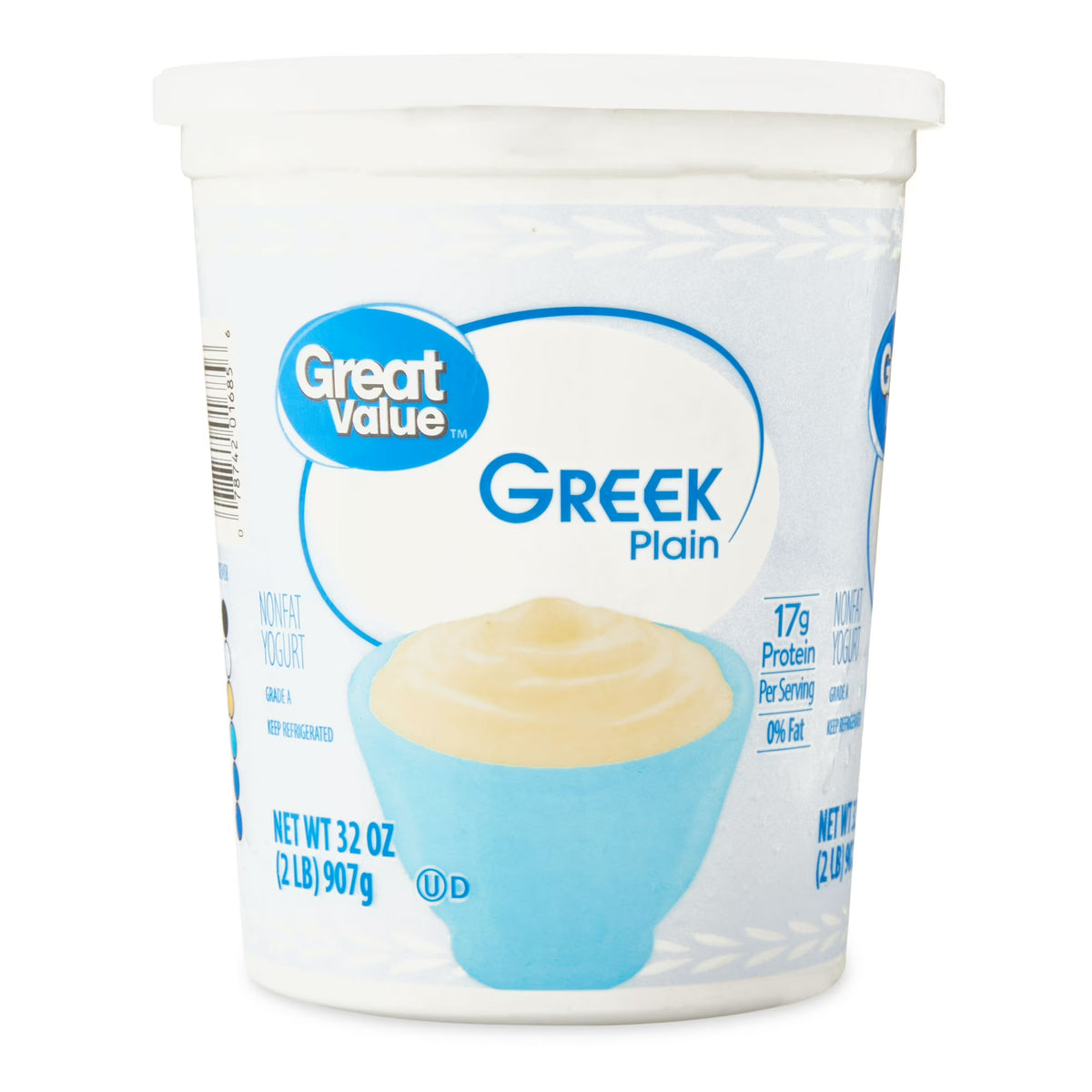 Great Value Plain Nonfat Greek Yogurt, 32 oz Tub