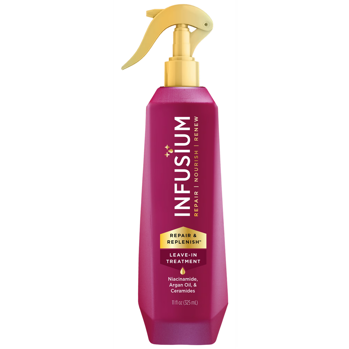 Infusium Repair & Replenish Leave-in Treatment Spray for All Hair Types, with Niacinamide, Argan Oil & Ceramides, 13 fl oz