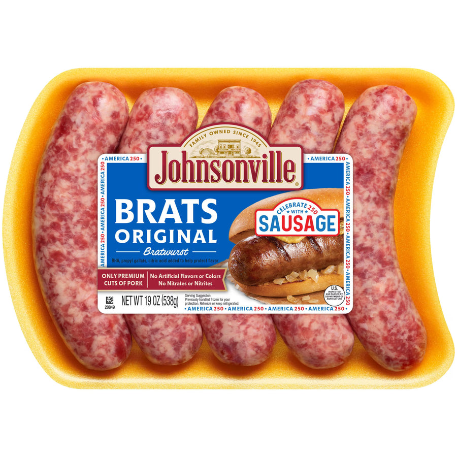 Johnsonville Brats Original Pork Bratwurst Links, 19 oz (5 Count) Refrigerated