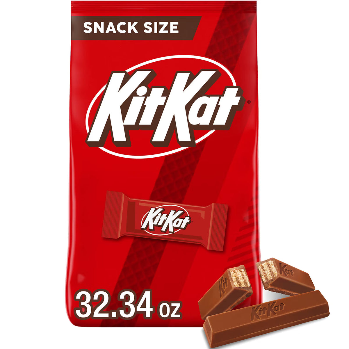 Kit Kat Milk Chocolate Wafer Snack Size Candy, Bag 32.34 oz, 66 Pieces
