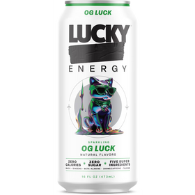 Lucky Energy Sugar Free Energy Drinks 16 fl oz Can, OG Luck with Maca, Ginseng, Taurine, Beta-Alanine, 200mg Caffeine, Zero Calories