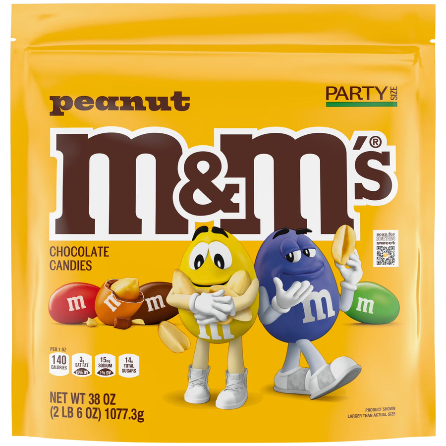 M&M'S Peanut Chocolate Movie Night Candy, Party Size Bag, 38 oz