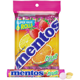 Mentos Assorted Fruit Chewy Mint Candy Roll, 1.32 oz, pack of 6