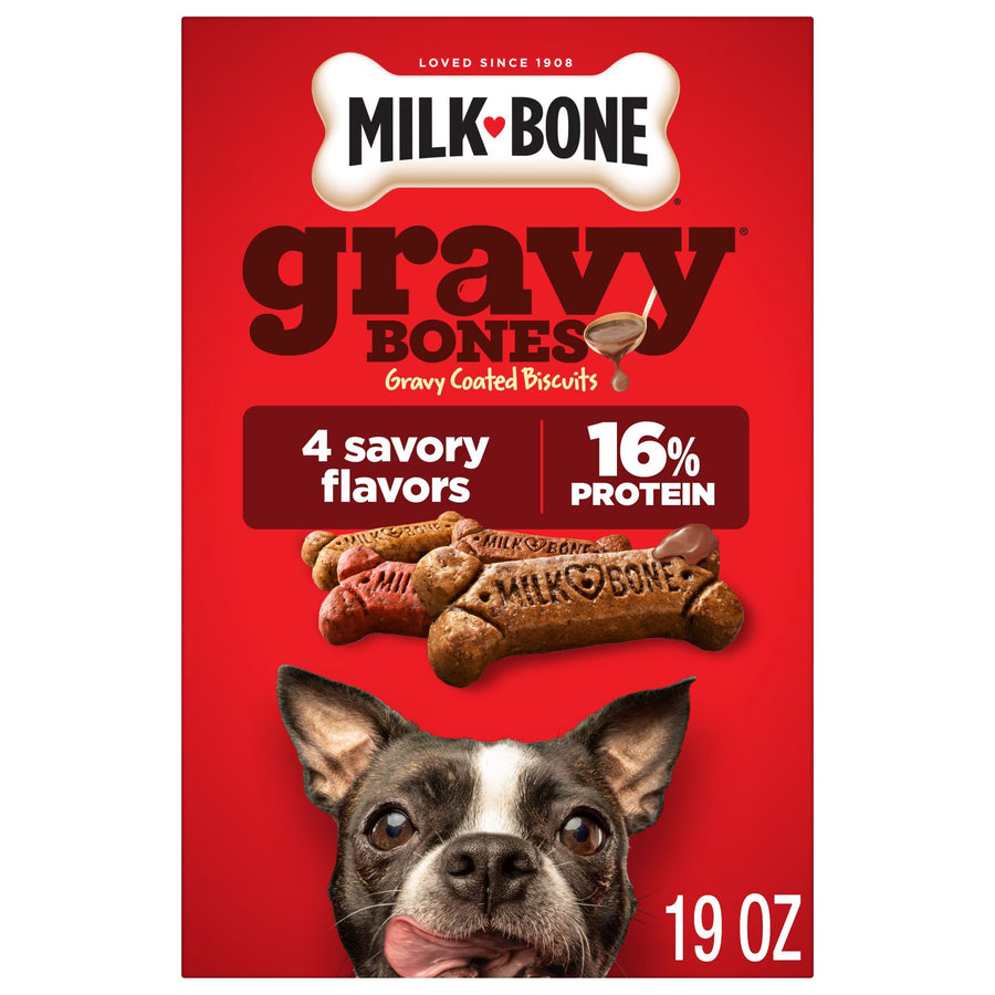 Milk Bone GravyBones Dog Biscuits, Gravy Coated Small Dog Treats, 19 oz Box