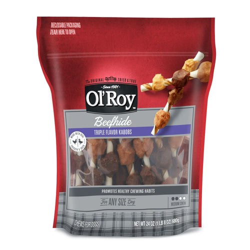 Ol Roy 24oz Beefhide Triple Flavor Kabobs Dry Dog Chews
