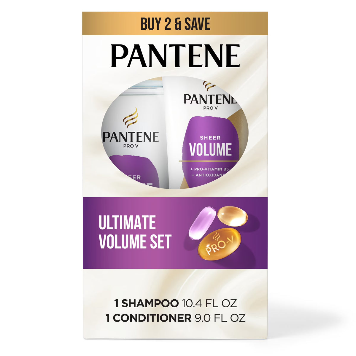 Pantene Pro-V Volume Shampoo and Conditioner Set 10.4 fl oz + 9.0 fl oz, All Hair Types