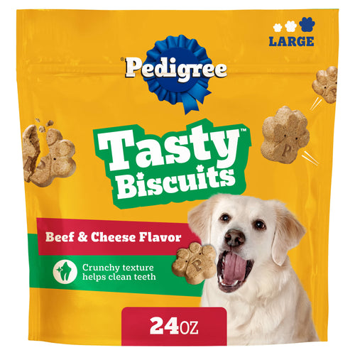 Pedigree Large Tasty Biscuits Dog Treats, Beef & Cheese Flavor, 24-oz Bag