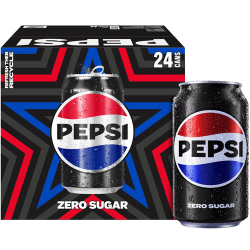 Pepsi Zero Sugar Cola Soda Pop, 12 fl oz, 24 Count