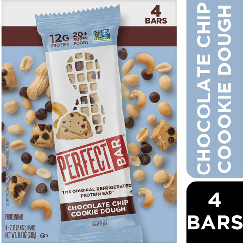 Perfect Bar Gluten-Free Chocolate Chip Cookie Dough Protein Bar, 4 count, 2.2 oz