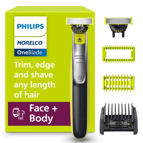Philips Norelco Oneblade 360 Face + Body, Hybrid Electric Razor and Beard Trimmer For Men with 5-In-1 Face Stubble Comb and Body Hair Trimmer Kit, QP2834/70