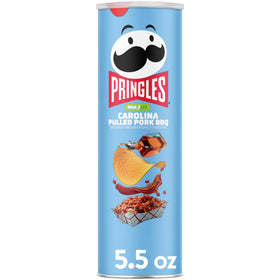 Pringles Carolina Pulled Pork BBQ Potato Crisps Chips, Lunch Snacks, 5.5 oz Canister