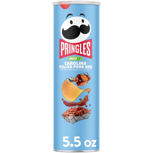 Pringles Carolina Pulled Pork BBQ Potato Crisps Chips, Lunch Snacks, 5.5 oz Canister