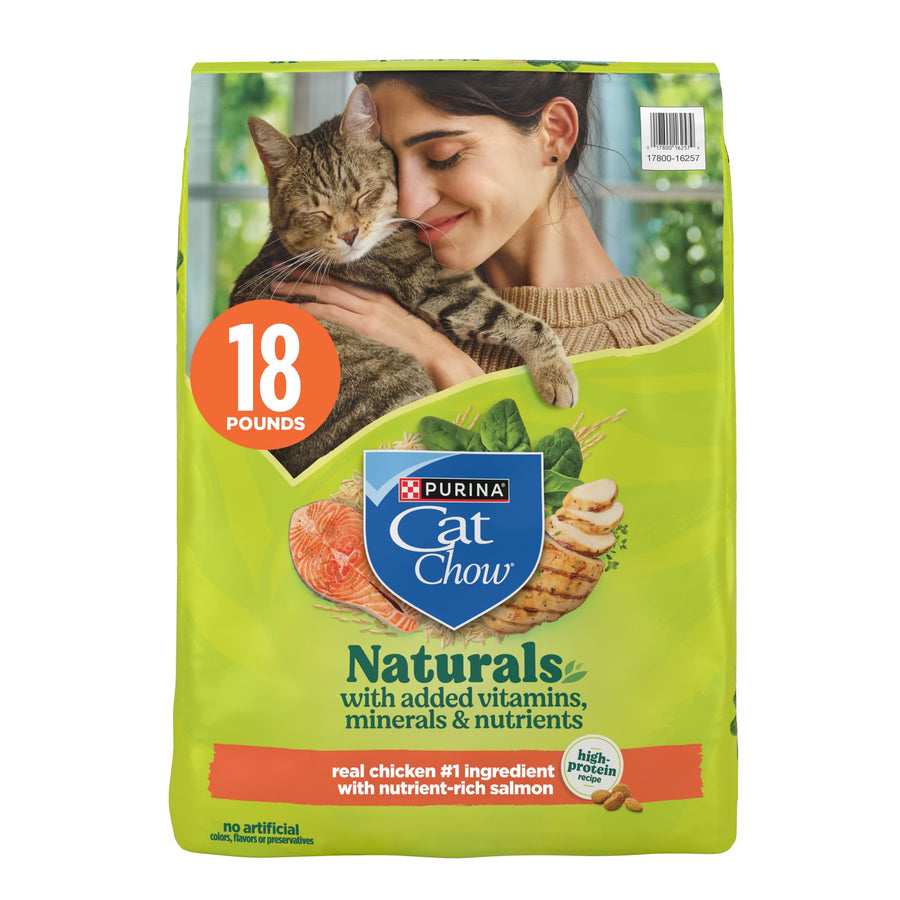 Purina Cat Chow Naturals Chicken Flavor Dry Cat Food, 18 lb Bag