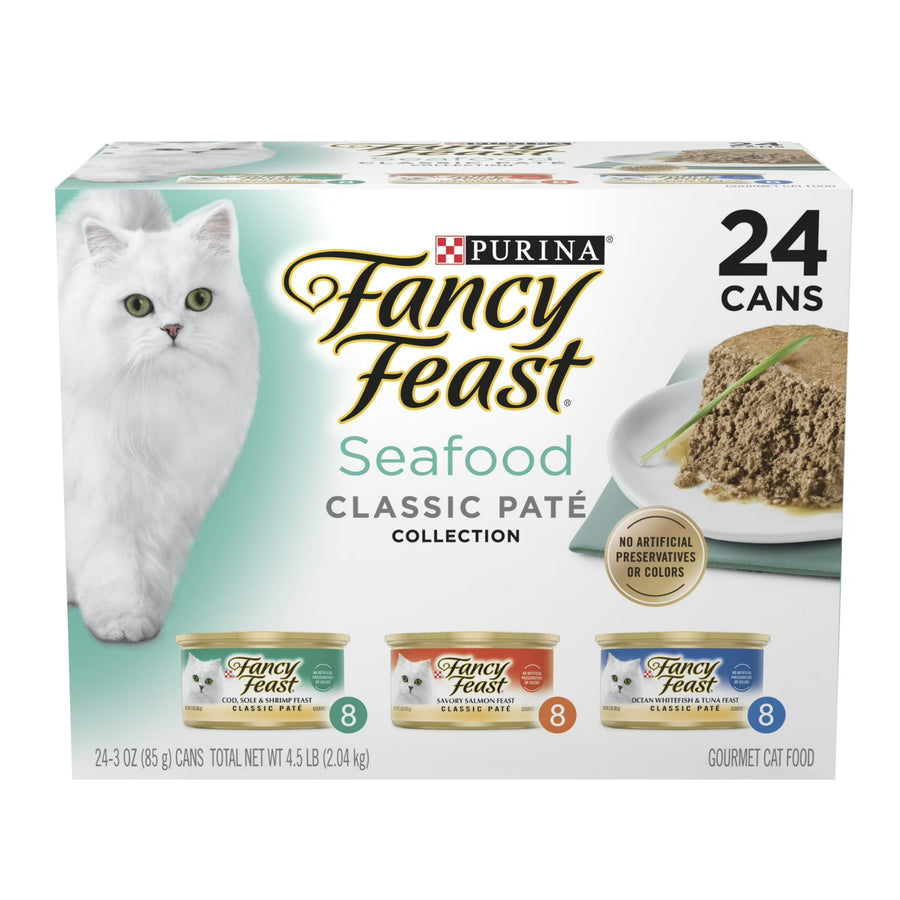 Purina Fancy Feast Classic Pate Kitten Food, Wet Cat Food, Seafood, 3 oz Cans