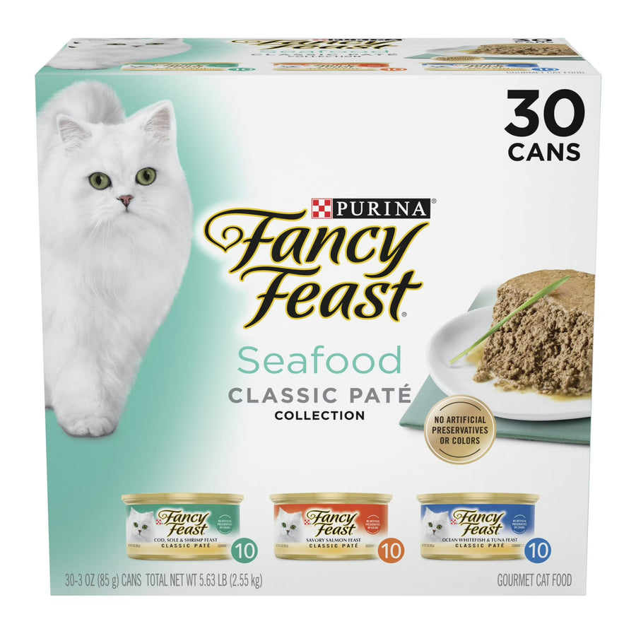 Purina Fancy Feast Classic Pate, Wet Cat Food, Seafood, 3 oz Cans
