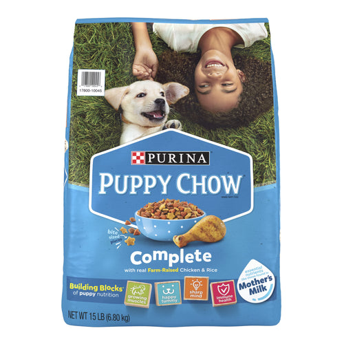 Purina Puppy Chow Complete Dry Dog Food, High Protein with Farm-Raised Real Chicken, 15 lb Bag