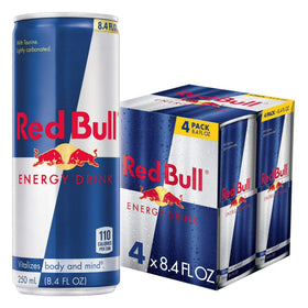 Red Bull Energy Drink, 80mg Caffeine, 8.4 fl. oz., Pack of 4 Cans