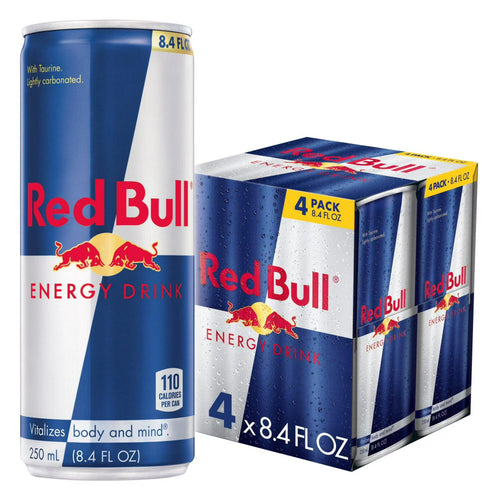 Red Bull Energy Drink, 80mg Caffeine, 8.4 fl. oz., Pack of 4 Cans