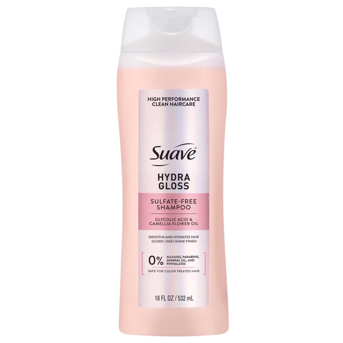 Suave Hydra Gloss Sulfate Free Shampoo with Glycolic Acid & Camellia Flower Oil, 18 fl oz